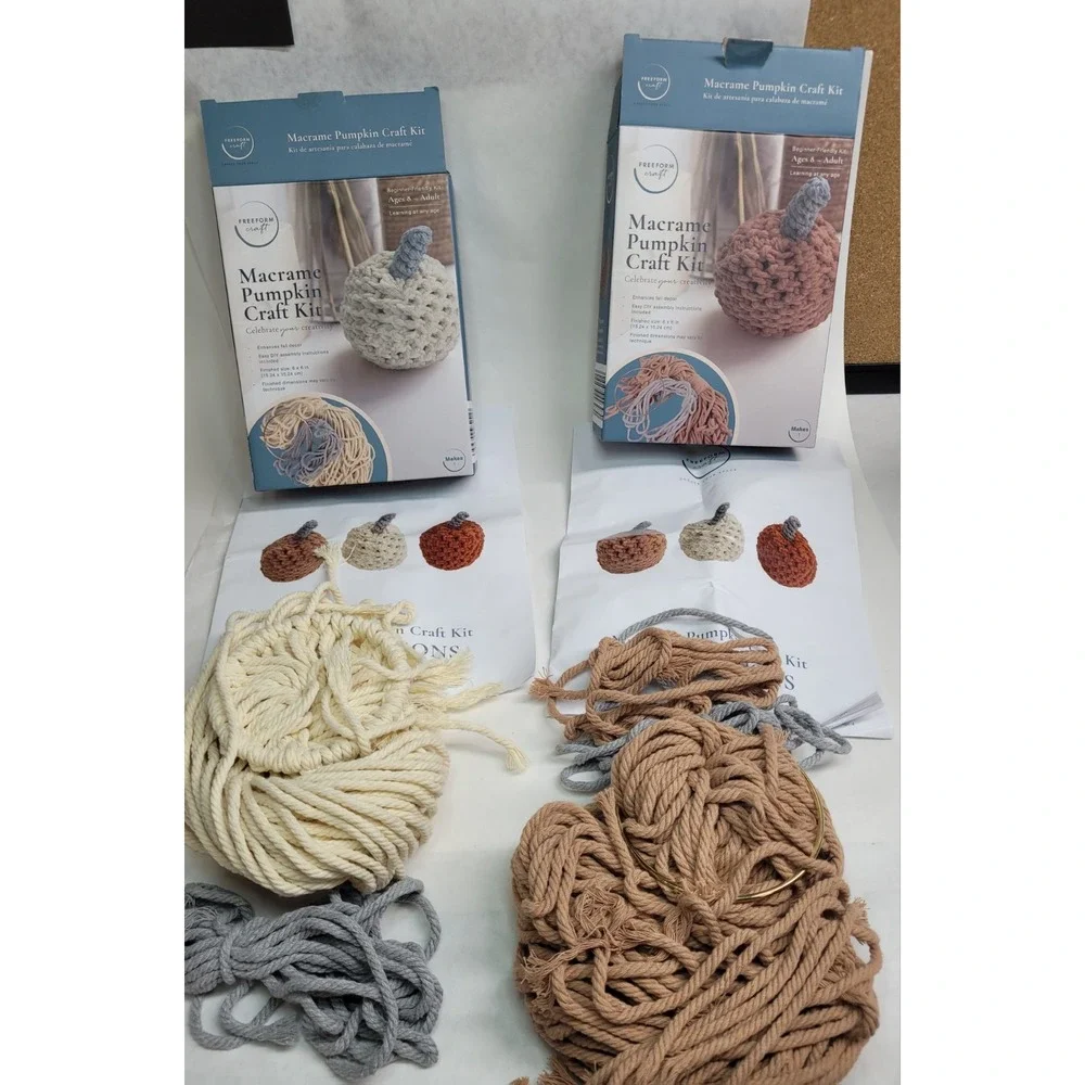 Freeform Macrame Pumpkin Craft Kit Fall Decor Beginner Friendly,‎ set of 2 Aldis